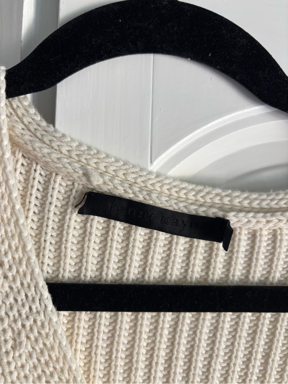 Re/Done Cream V-Neck Ribbed Sweater - Picture 2 of 4
